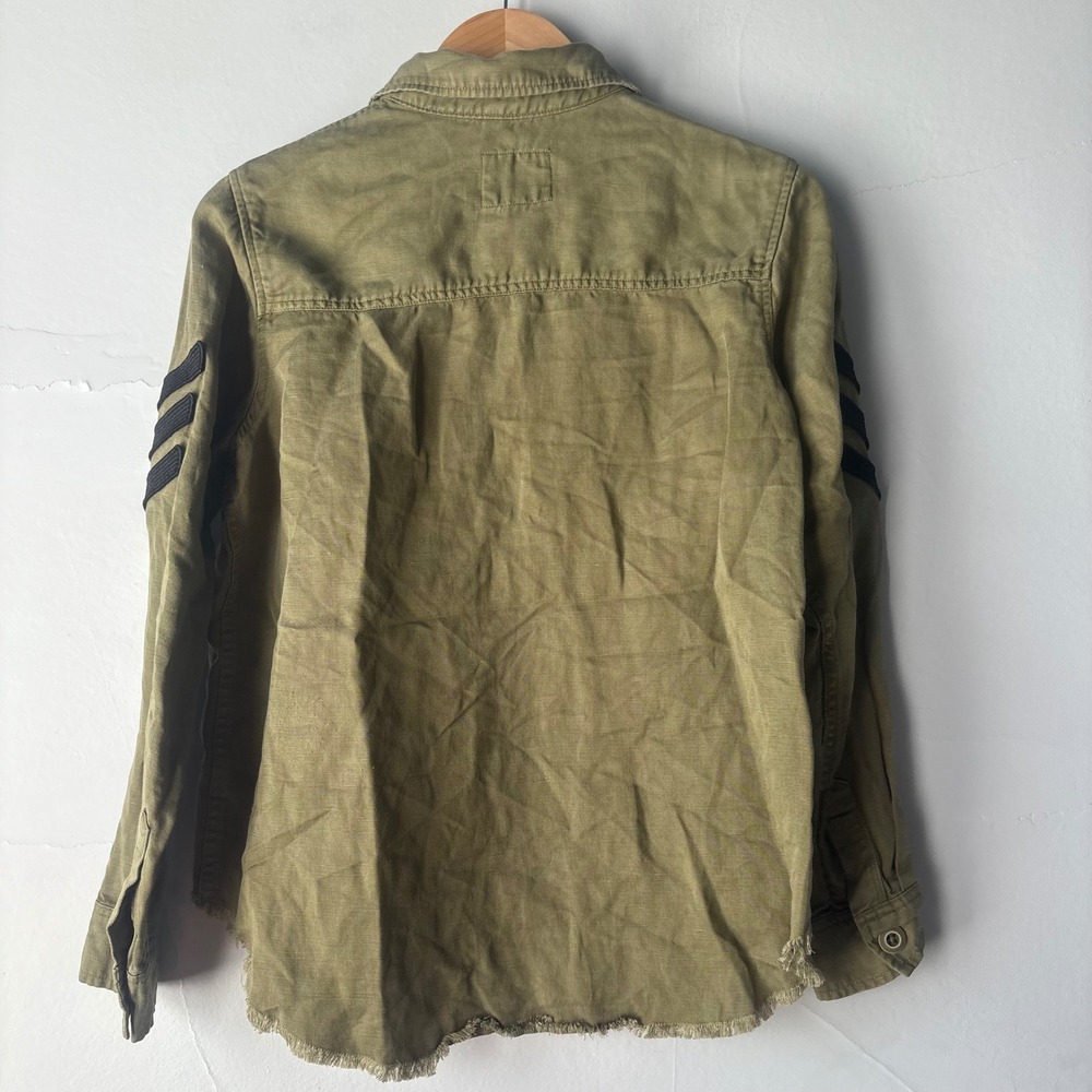 Rails Loren Military Shirt Jacket Olive Green Embroidered Patch Frayed Hem Small - Picture 12 of 12
